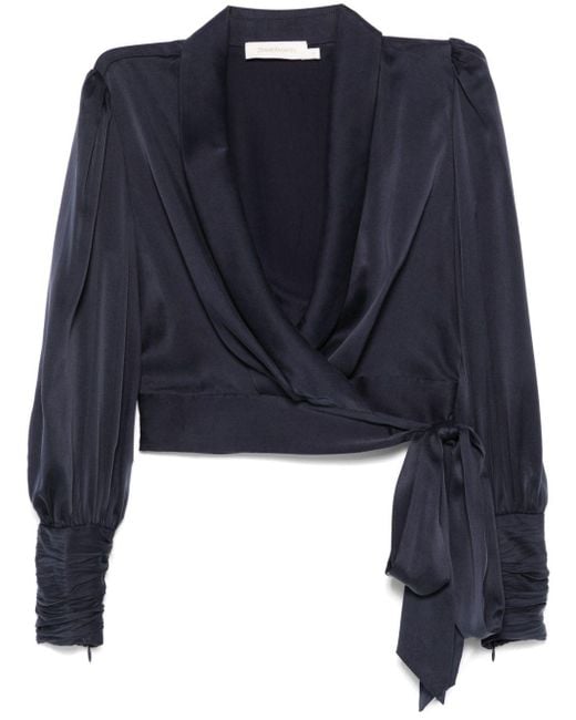 Zimmermann Blue Silk Wrap Top