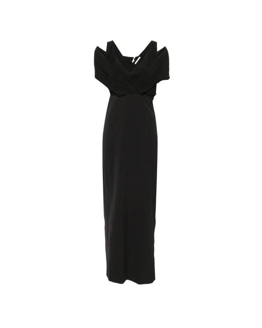 Patrizia Pepe Black V-Neck Zip-Fastening Maxi Dress