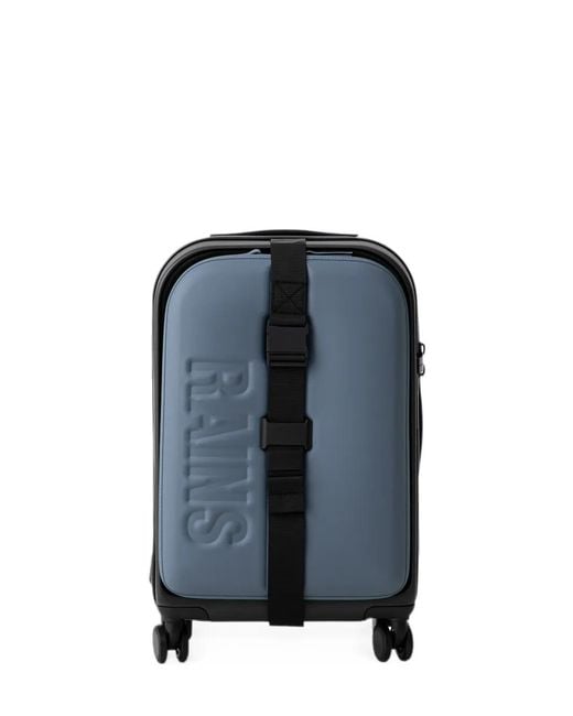 Rains Blue Logo-Embossed Buckle-Strap Suitcase