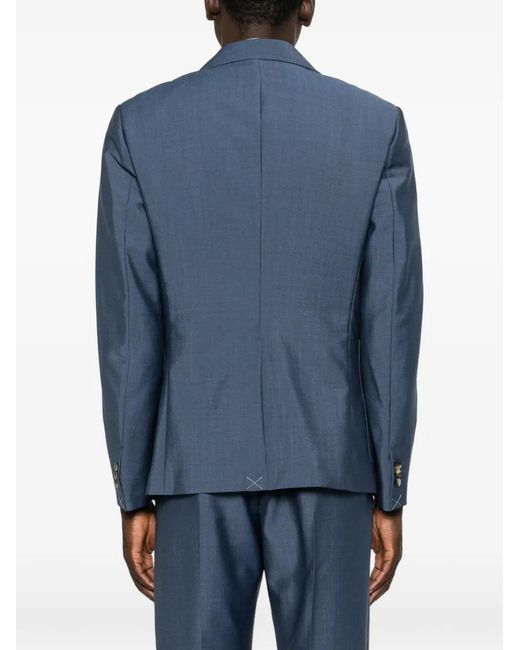 Versace Blue Notched-Lapel Single-Breasted Jacket for men