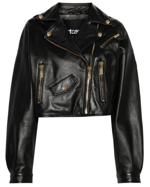 Just Cavalli Black Leather Biker Jacket