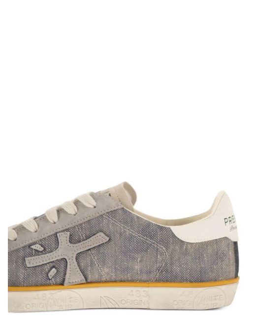 Premiata White Steven 8050 Logo-Patch Sneakers for men