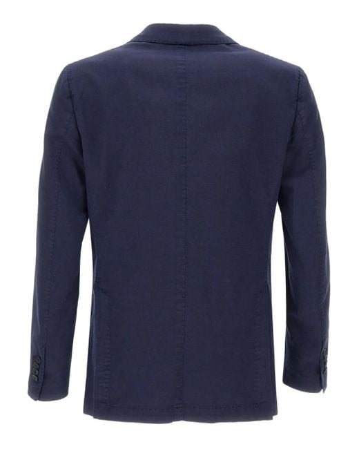 Santaniello Blue Lapel-Collar Two-Button Blazer for men