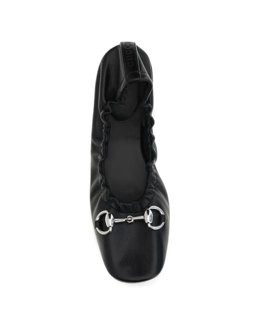 Gucci Black Prima Leather Ballet Flats