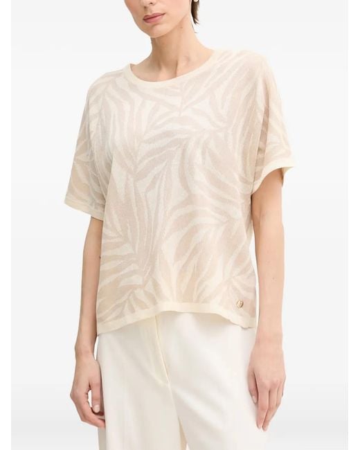 Joseph Ribkoff White Palm-Leaf Top
