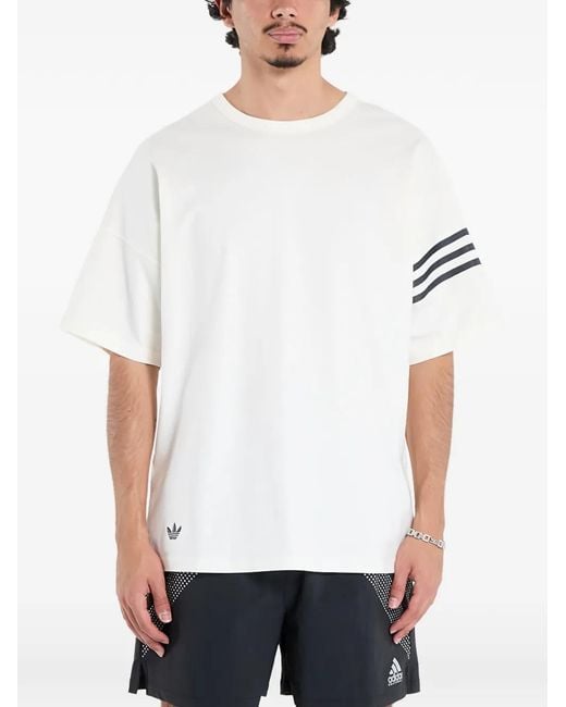 Adidas White Logo-Embroidery T-Shirt for men