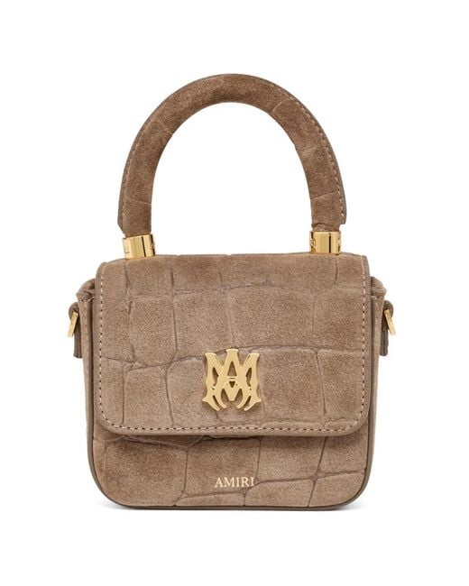 Amiri White Nano Ma Crocodile-Effect Top-Handle Leather Bag