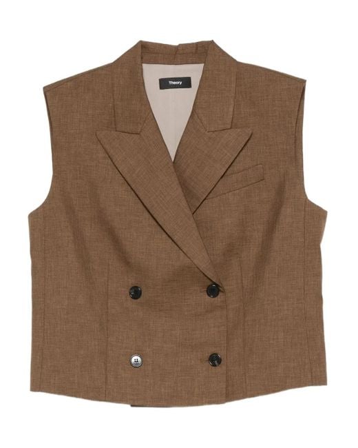 Theory Brown Peak Db Vest.City Tw