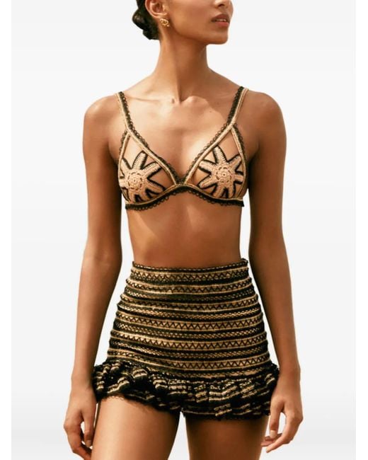 PATBO Brown Ruffled Mini Skirt