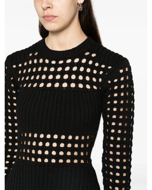 McQueen Black Knitted Midi Dress