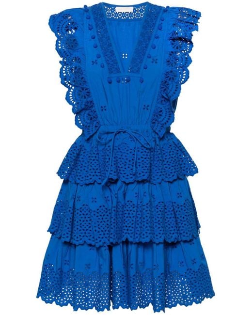 Ulla Johnson Blue Lilith Broderie-anglaise Cotton Minidress