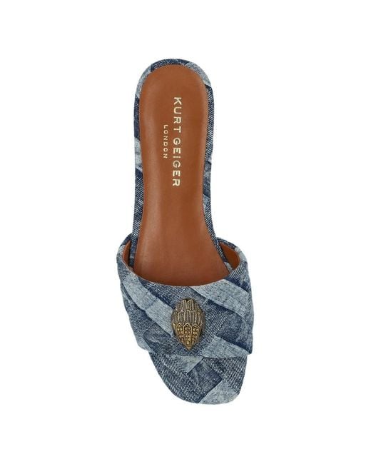 Kurt Geiger Blue Kensington Eagle-Head Flat Sandals