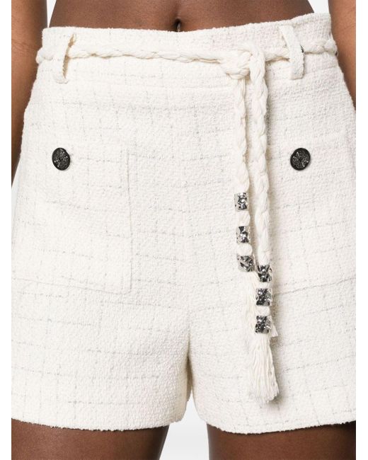 Maje White Tweed-Shorts mit hohem Bund