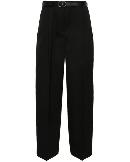 Pantalon droit à taille ceinturée Jil Sander en coloris Black