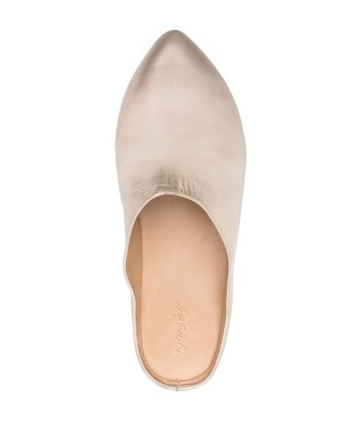 Marsèll White Sfoglia Metallic Leather Mules