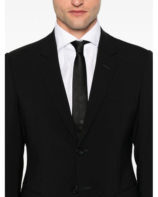 Emporio Armani Black Single-Breasted Wool Suit for men