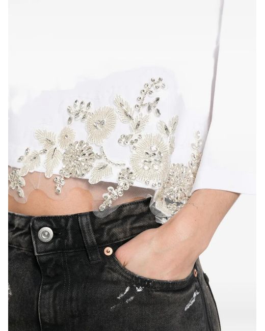 Blugirl Blumarine White Crystal-Embellishment T-Shirt