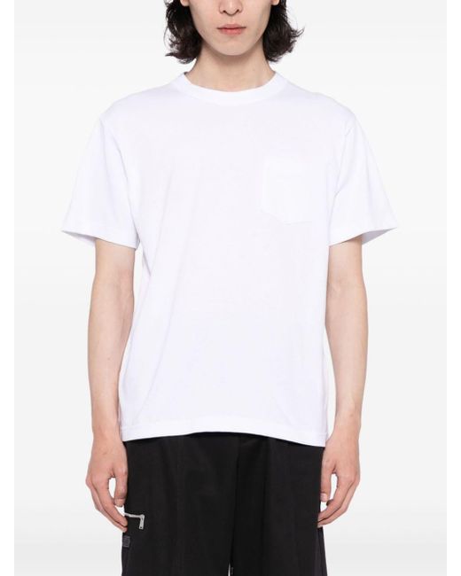 Sacai White Slogan-print Cotton T-shirt