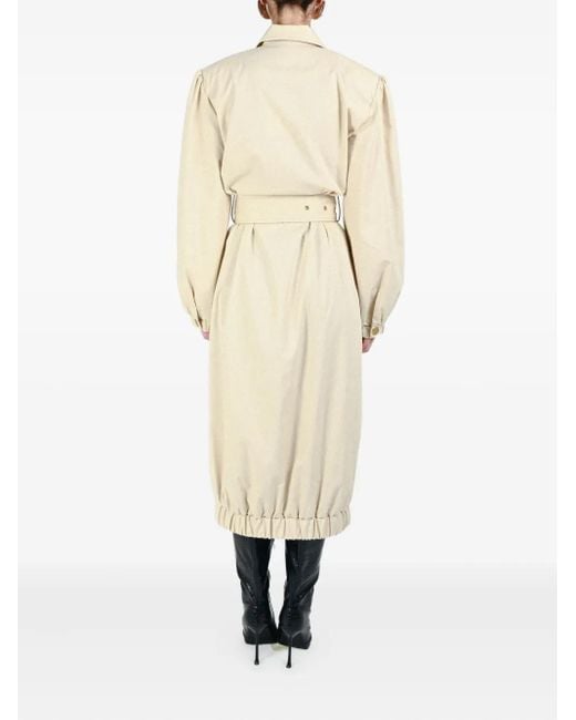 ROWEN ROSE Natural Buttonedup Belted Coat