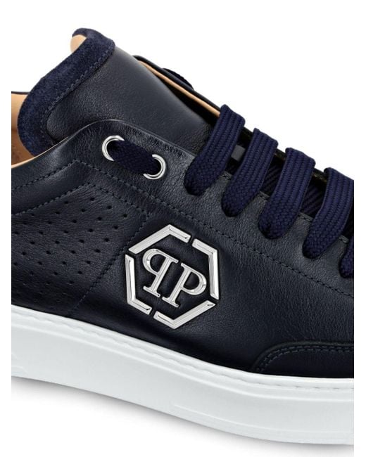 Philipp Plein Blue Logo-appliqué Low-top Sneakers
