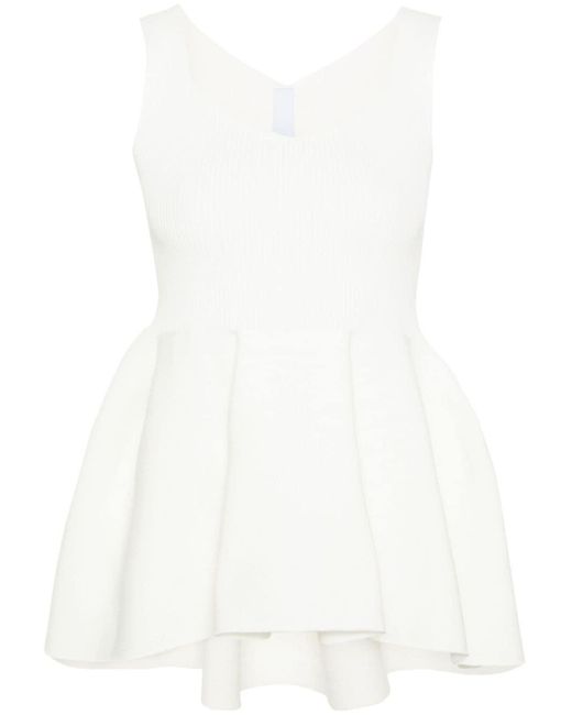 CFCL White Pottery Sleeveless Ribbed Top