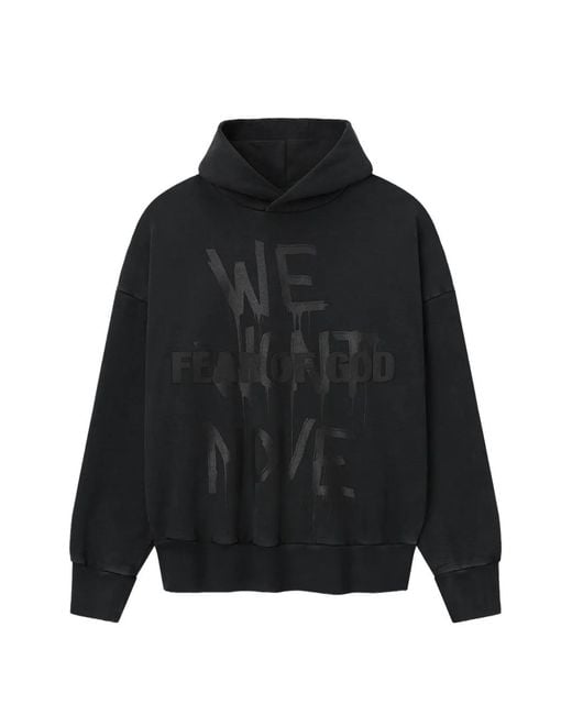 Fear Of God Black Logo-Lettering Hoodie for men