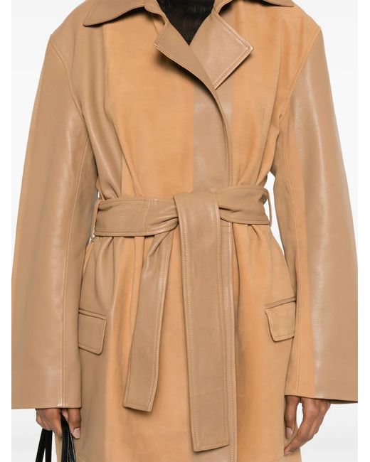 Christopher Esber Natural Scuffed-Leather Coat