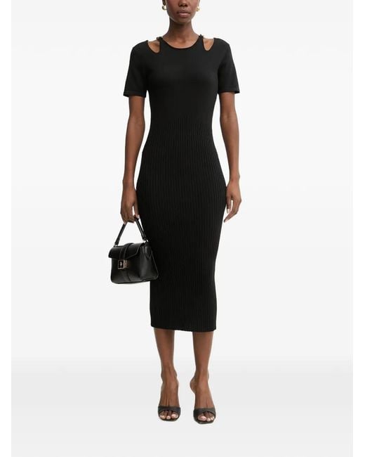 Fracomina Black Easychic Cut-Out Chain-Link Midi Dress