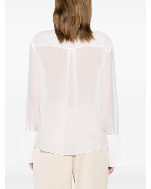 Genny White Pleated Silk Shirt