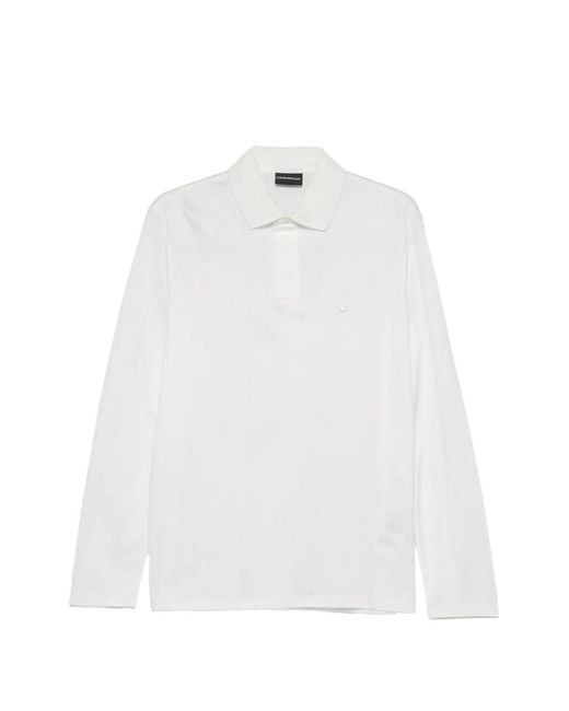 Emporio Armani White Long-Sleeve Polo Shirt for men