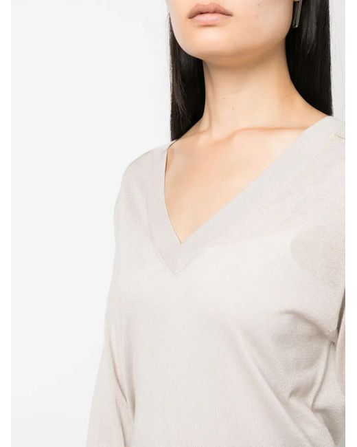 Calvin Klein Natural V-Neck Wool Jumper