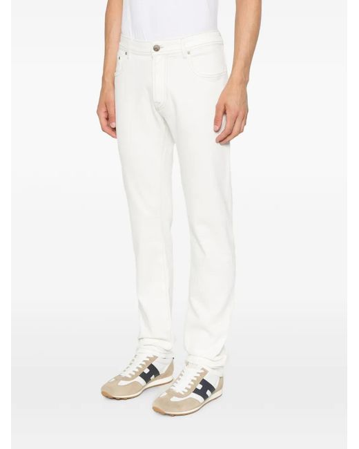 Corneliani White Logo-Patch Jeans for men