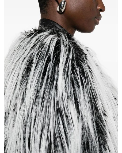 Sportmax Gray Runway Faux-Fur Coat