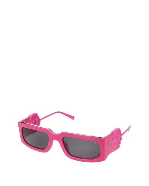 Philipp Plein Pink Rectangle-Frame Sunglasses