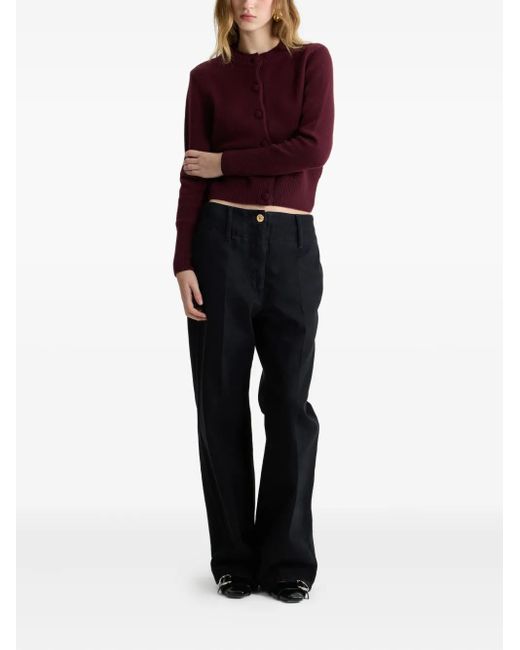 Patou Purple Double-Collar Wool Cardigan