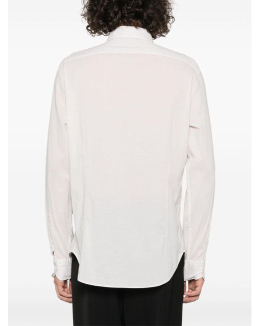 Fedeli Long-sleeves Cotton Shirt in het White voor heren