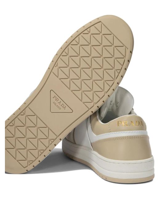 Prada White Downtown Logo-Appliqué Sneakers