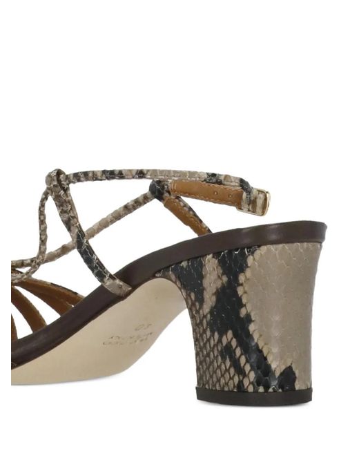 Julie Dee Metallic Snake-Effect Heeled Sandals