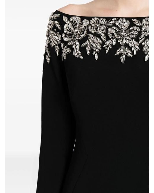Jenny Packham Black Rosabel Crystal-Embellished Dress