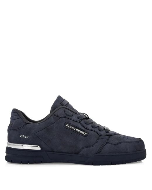 Philipp Plein Blue Leather Sneakers