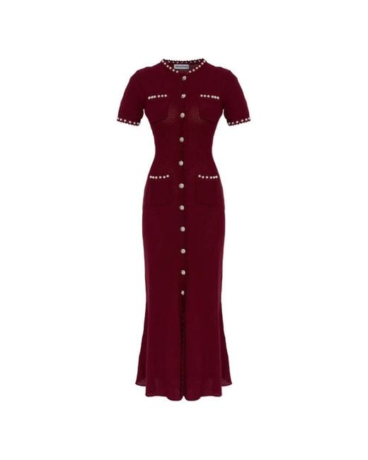 Self-Portrait Red Perforated Dress