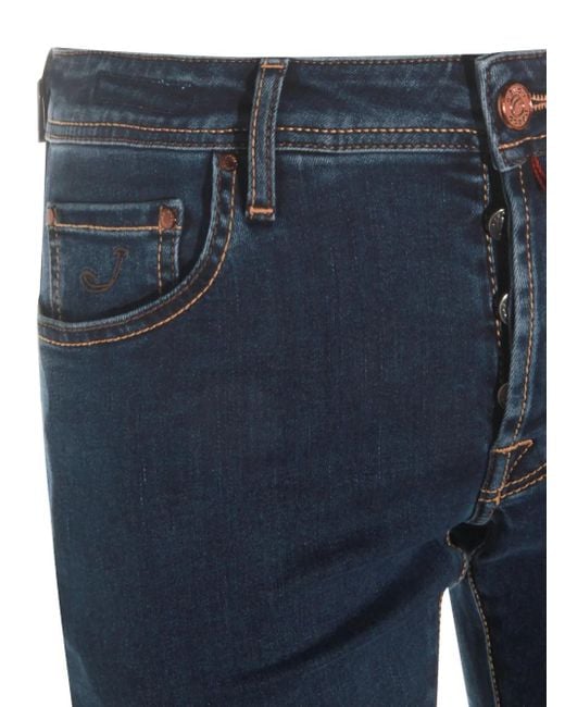 Jacob Cohen Blue Button-Fly Jeans for men