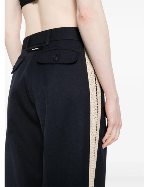 Palm Angels Blue High-waist Straight-leg Trousers