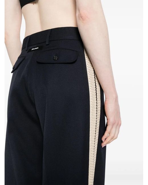 Palm Angels Blue High-Waist Straight-Leg Trousers