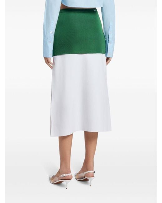 Ferragamo Green Colour-block Layered Skirt