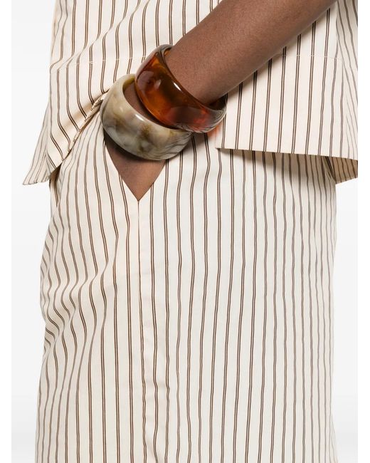 Yerse Natural Striped Drawstring-Fastening Shorts