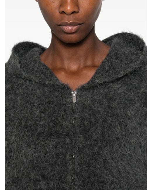 7 For All Mankind Black Brushed-Finish Hooded Jacket