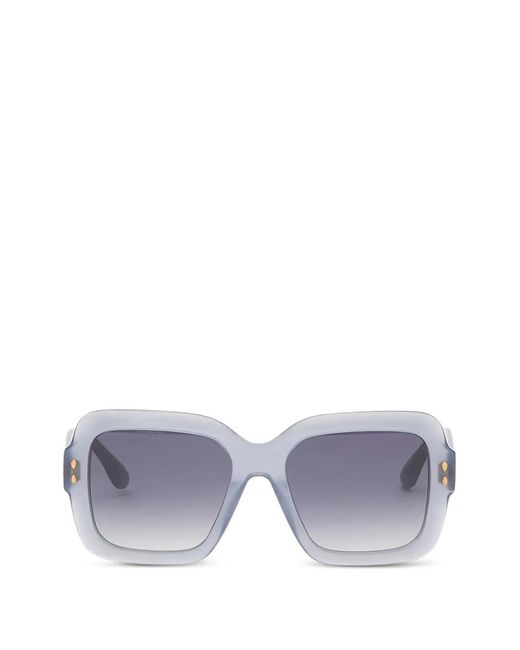 Isabel Marant Gray Hegaxonal Square-Frames Sunglasses