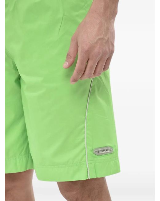 Givenchy Green Logo-Patch Embroidered Swim Shorts for men
