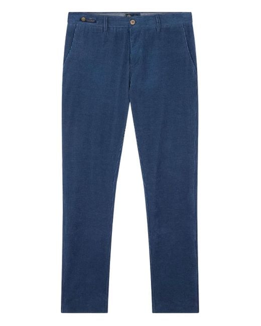 Paul & Shark Blue Velvet Corduroy Trousers for men
